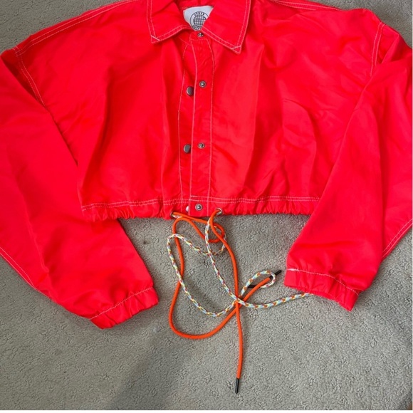 Urban Outfitters Orange Long Sleeve Crop Top windbreaker jacket size XS - Picture 6 of 7